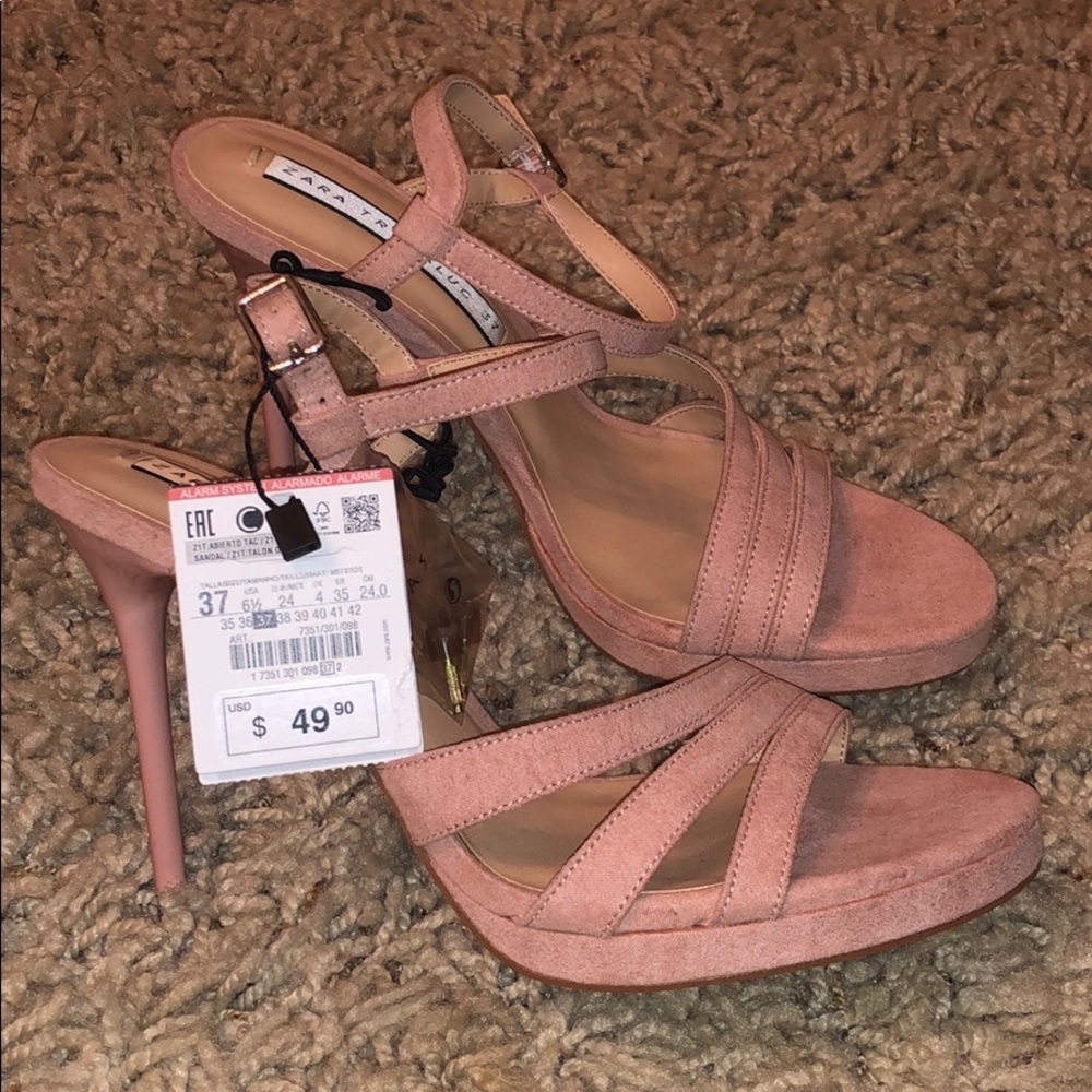 Zara Blush Pink Seude Strappy Heel